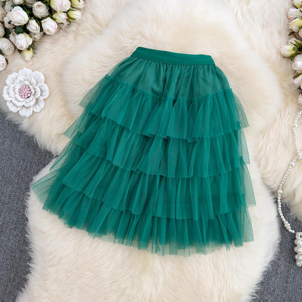 Mesh Multilayer Puff Cake Short Skirt Summer Short High Waist Sexy A-Line Skirt