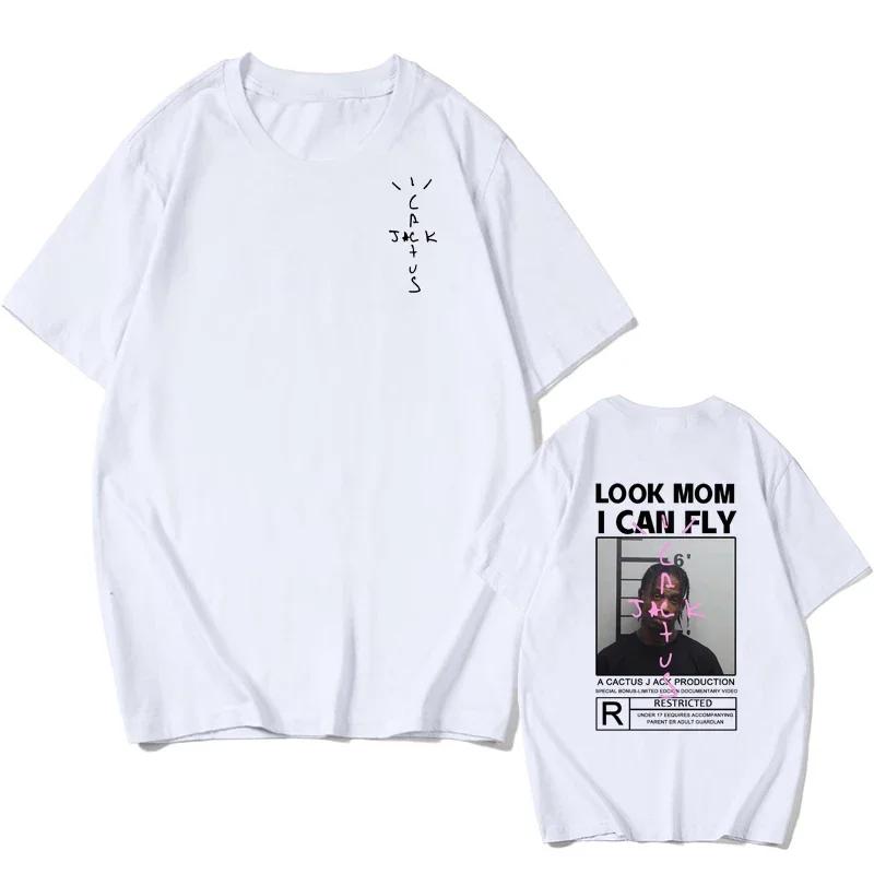 HOT SALE Cactus Jack T-shirt High Quality Cotton Men Women LOOK MOM I CAN FLY Tee ASTROWORLD Hip Hop Short Sleeve Tshirts Tops
