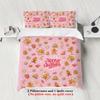 3-piece set of Christmas pink gingerbread man pattern print (1 duvet cover+2 pillowcases, no core) comfortable bedding set