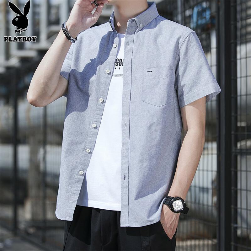 PLAYBOY Men s Pure Cotton Short Sleeve Casual Shirt XL