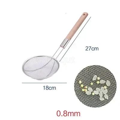 Stainless steel big long noodle French fries colanders strainer basket wooden handle frying net Hot Pot leaky filter sieve sink