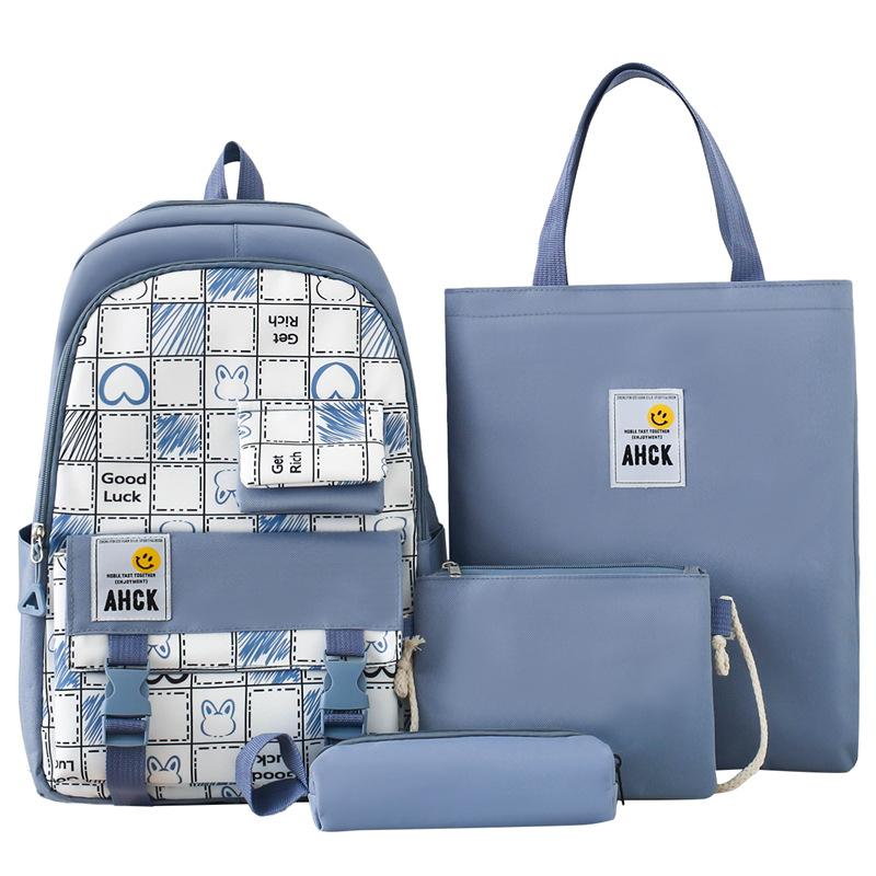 

Новый Рюкзак Модные Ученики Средней Школы Четырехкомпонентная Школьная Сумка Большая Вместимость Сумка для Компьютера Рюкзак