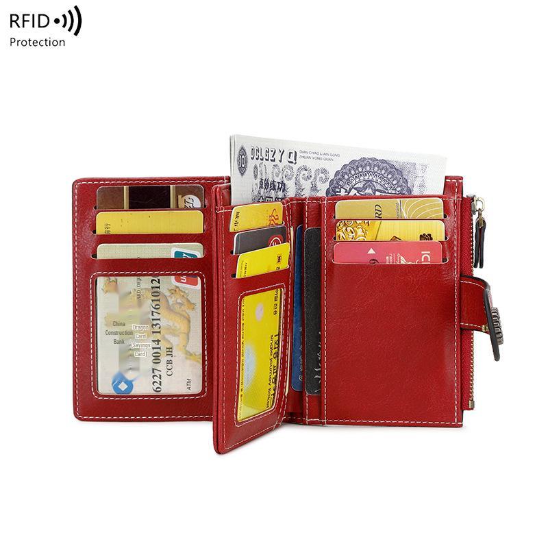 2025 RFID Anti-Theft Women's Short Zipper Wallet – Fashionable, Large Capacity Coin Purse