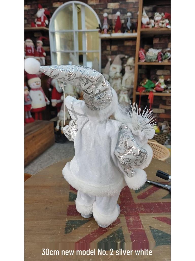 30cm Standing Santa Gnome Figurine with Backpack and White Beard