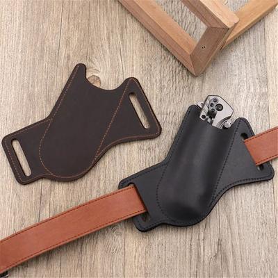 Leather Pocket EDC Belt for Man Folding Knife Sheath for 5 Inch Folding Cross Draw Right Side Carry Open Top 2025