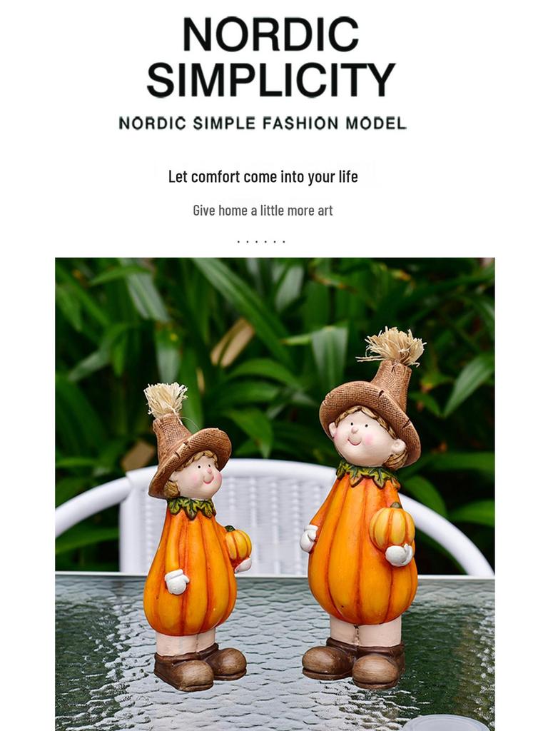 Ceramic Pumpkin Man Home Decor - Harvest Festival Resin Gift