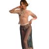 Tulle perspective Guochao cheongsam uniform seduction print suit women's lingerie cosplay