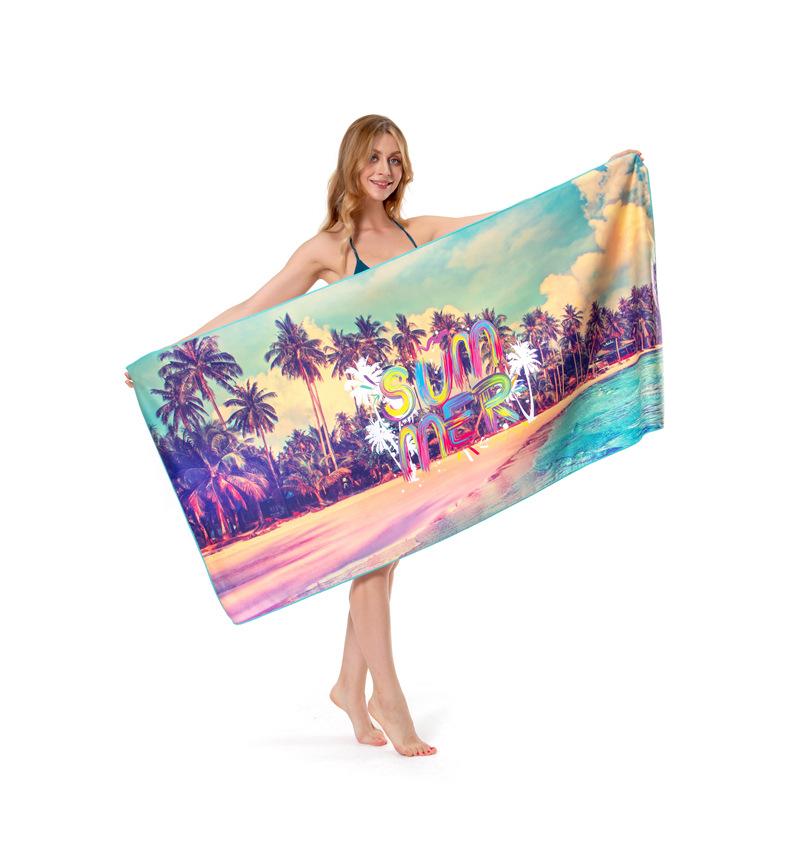 Mikrofaser doppelseitiges Samt bedrucktes Strandtuch bedrucktes Schwimmstrandtuch Badetuch