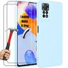 Case + 2 Tempered Glasses for Xiaomi Redmi Note 11 Pro 4G-5G, Note 12 Pro 4G - Slim Shockproof Silicone Protection Sky Blue