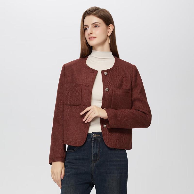 

Жіноче шикарне однотонне коротке пальто з довгим рукавом L