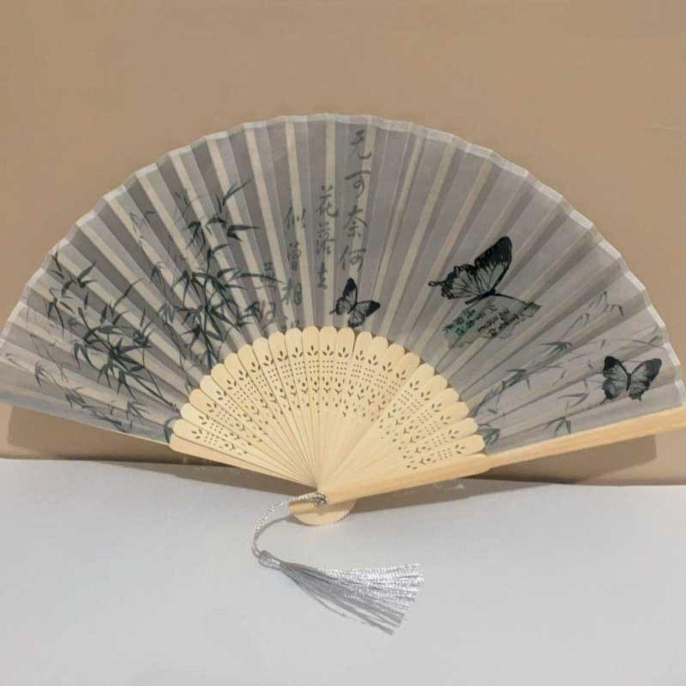 

Высококачественный веер для классических танцев в китайском стиле, веер для рисования тушью, новый складной веер с кисточками wood color