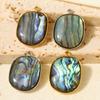 6pcs Real Natural Abalone Shell Geometric Charm Stainless Steel Charms For Jewelry Making Supplies Ocean Pendants DIY Materials