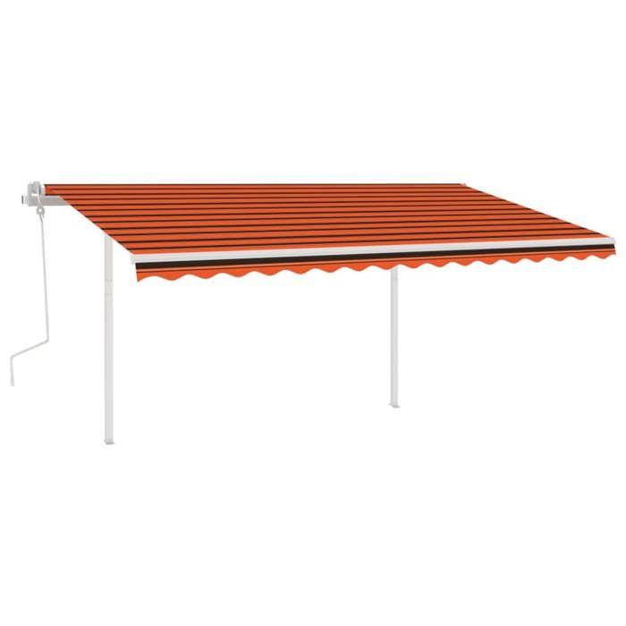 VidaXL Auvent manuel rétractable avec LED 4,5x3 m Orange et marron 3069965