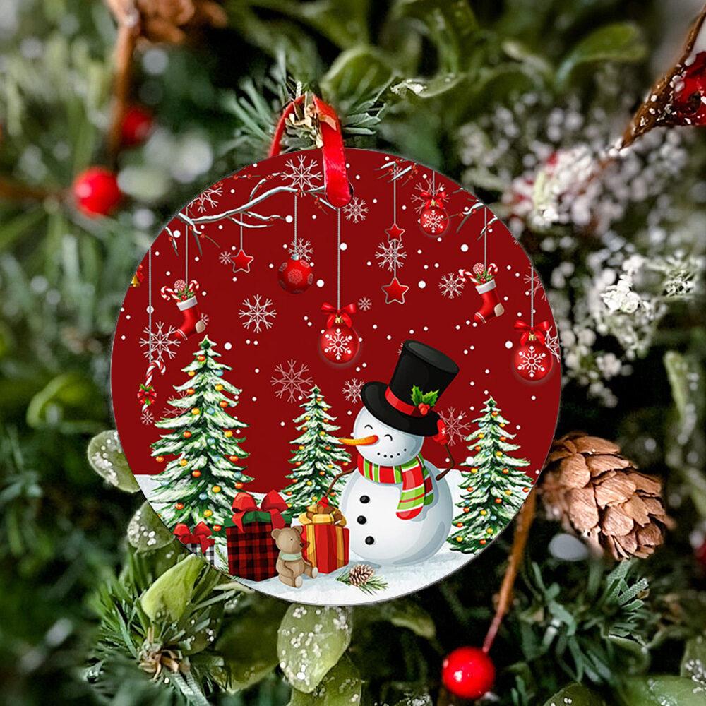 

Круглые рождественские украшения в виде снеговика, сделанные вручную, зимние рождественские украшения в виде снеговика, подвеска для двери в комнату, украшение на елку