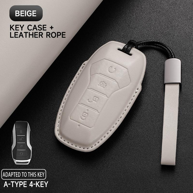 Leather Car Key Cover Case Protection Shell Keychain for BYD Tang EV600 Han EV Yuan ATTO 3 Song PLUS Pro MAX DMI Qin Dolphin