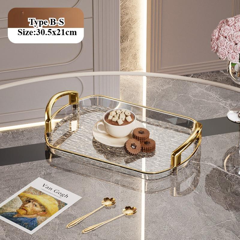 

Clear Plastic Serving Tray PET Material with Handles Versatile Dining Tea Serving Platter for Home Restaurant Cafe Decorate