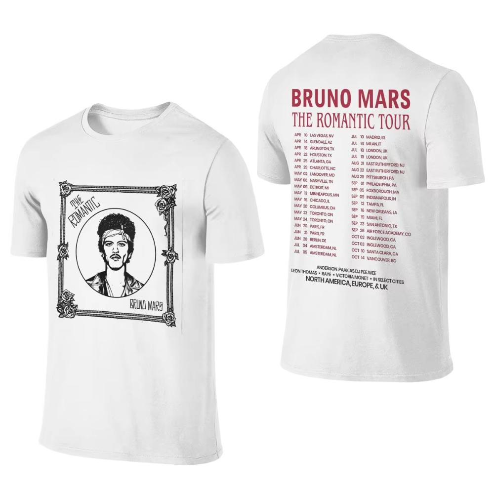 Men Women Bruno Mars The Romantic Tour 2026 Shirts Outfits Fashion Cotton Printed Oversized Unisex T Shirt Tee Clothing Summer