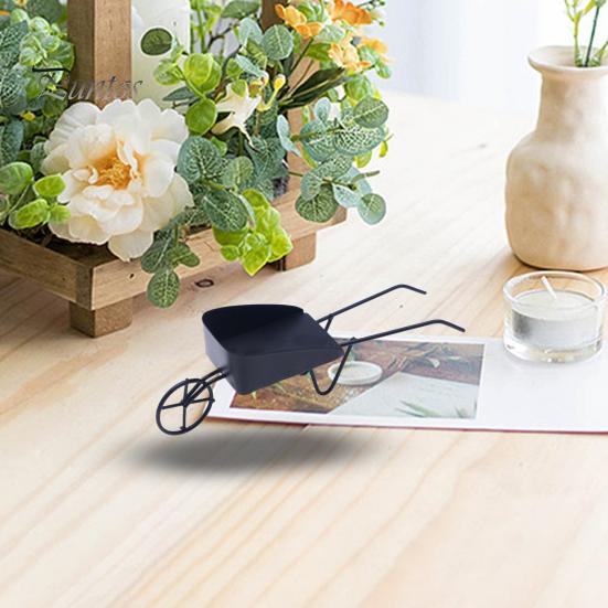 Mini-Vintage-Eisenwagen, Puppenhaus-Ornamente, realistische Mini-Kompakt-Mikrohof-Szene, Einzelradwagen, mikroskopische Landschaftsfotografie-Requisiten