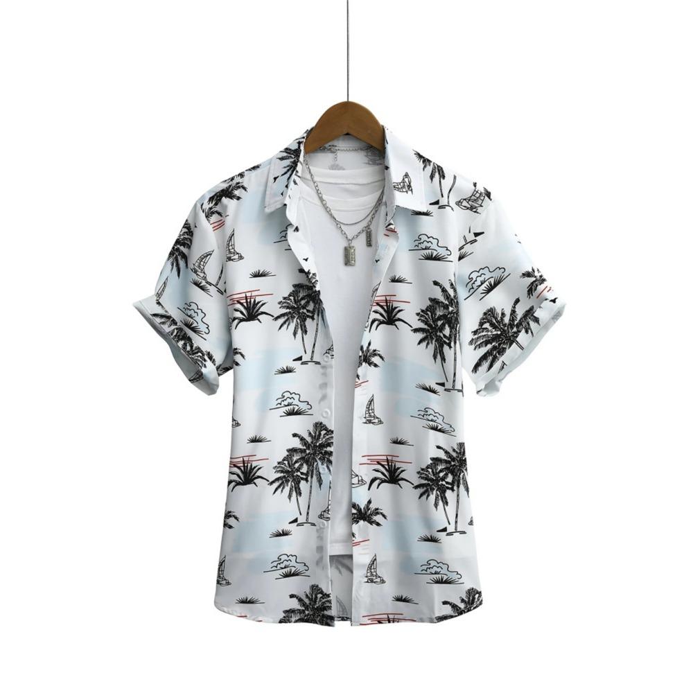 Simple Men's Shirt 3D Printed Retro Fashion Topshort Sleeve Beach Sweatshirt Street Hawaii Short Sleeved Shirt Men's Clothing
