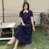 College Style Age-reducing Polo Collar Dress 2026 Summer Large Size Women's Clothing Waist and Thin Long Short Skirt 234421