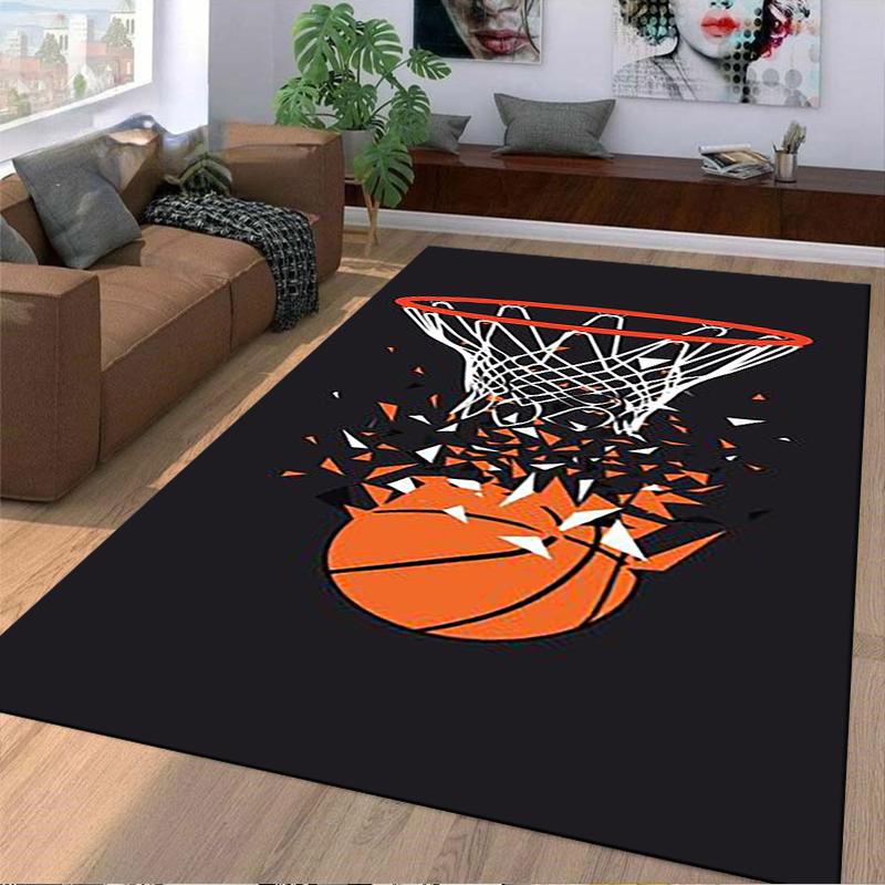 Basketball Hoop and Ball Shatter Design Carpet for Bedroom Decor Suitable for Use As an Anti-slip for Living Room Bedroom Sofas