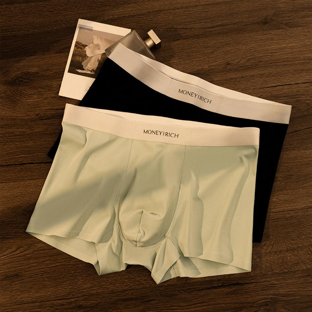 Men's Seamless Boxer Briefs Thin Breathable Underwear Stretch Fabric Soft Waistband Two Pack