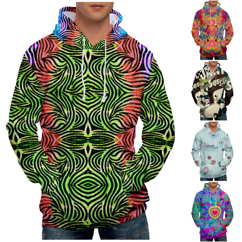 Fashion Print Loose Men's And Women's Long Sleeve Hooded Sweater
