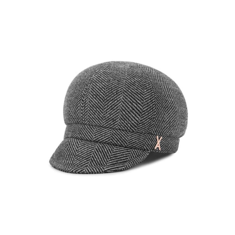 VARZAR VA Studded Herringbone Slim Newsboy Cap Black