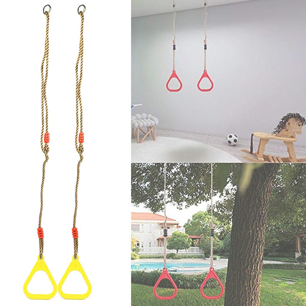 A Pair of   Plastic Children Swing Gym Fitness Exercise Sports Hanging   with Rope Yellow