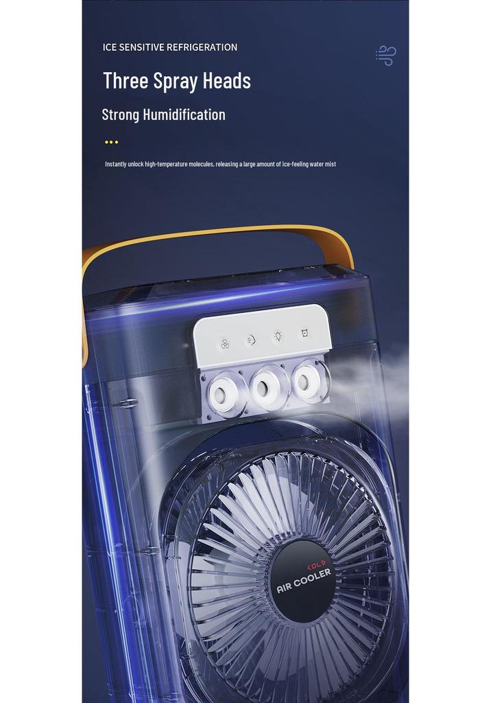 Compact USB Rechargeable Three-Speed Spray Fan with Humidifier for Desktop Use