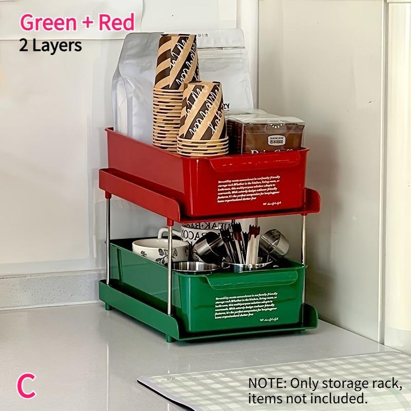 

Multifunction Coffee Tea Pod Storage Organizer Rack with Drawers Office Home Coffee Bars 2/3-Tier Desktop Shelf Sliding Drawers