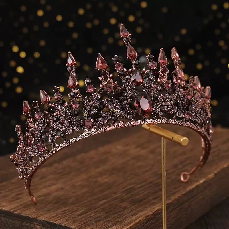 1 Baroque Style Bridal Crown, Luxurious Crystal Decorated Princess Headpiece, Alloy Material, Suitable for Women, Wedding Veil H