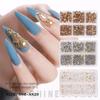6 rutnät/låda Blandad storlek Flatback Nagel Rhinestone Kristallglas Nagelsmycken Nageldekoration SS6-SS20