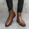 High Quality Casual Leather Boots Men Western Cowboy Leather Shoes Male Fashion Men's High Top British Outdoor Boots Shoes Male