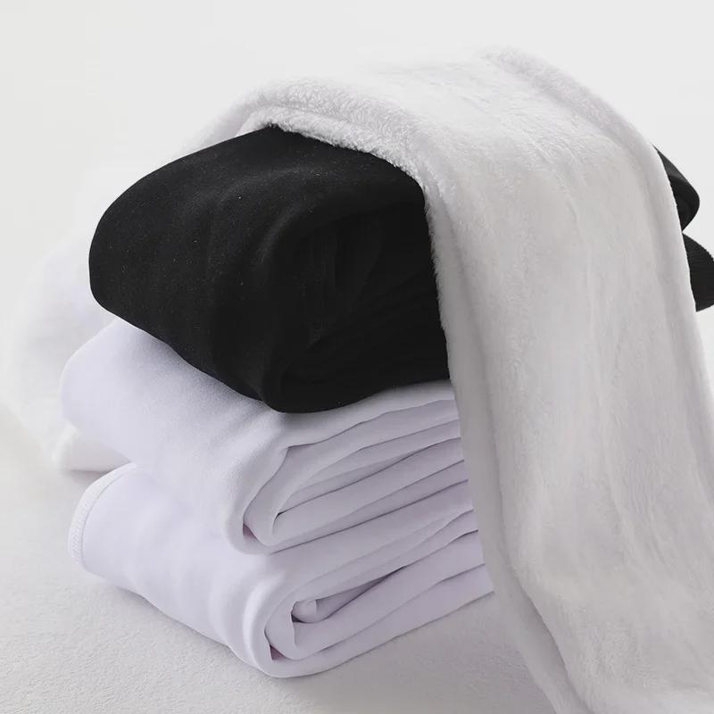 Dívčí silné sametové taneční legíny a punčochy - Podzim/Zima Bílé punčochové kalhoty