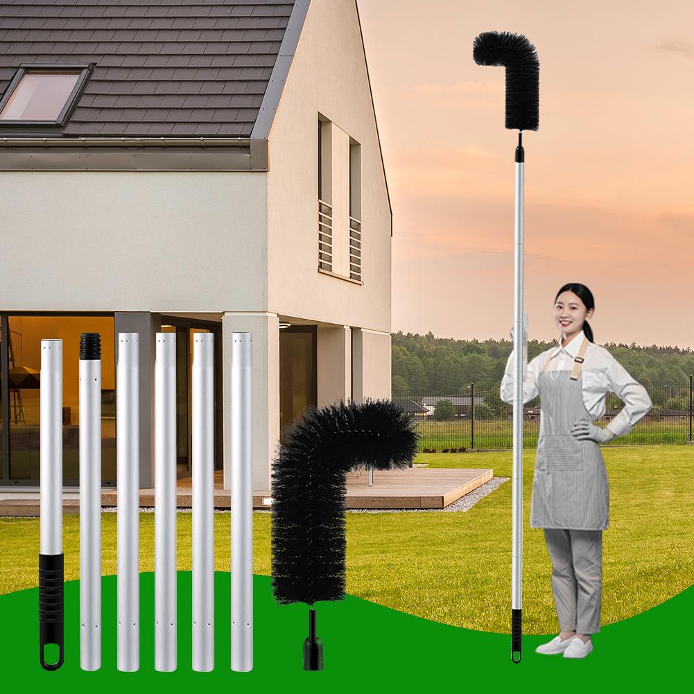 Gutter Cleaning Tool Drain Protection Brush Detachable Gutter Cleaning Brush Multi Tubes Stainless Steel for House Cleaning