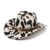 Retro Ethnic Style Wool Cow Pattern Big Eaves Wide Edge Protection Warm Western Cowboy Top Hat Men'S And Women'S Style
