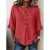 IHUASU Women's Fashion 3/4 Sleeves V-Neck Casual Blouses & Shirts Elegant