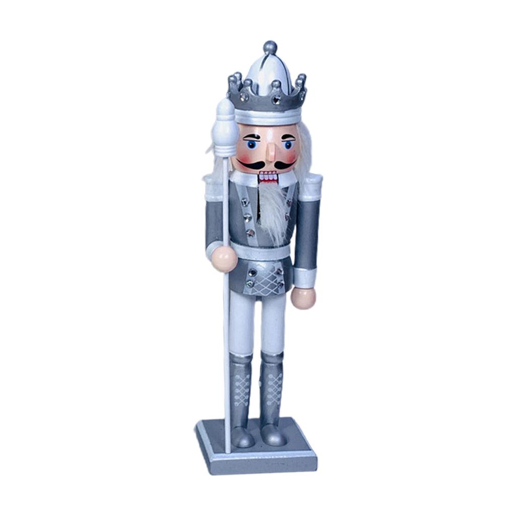Merry Christmas Decorations Nutcracker Figurine Wooden Soldier King Puppet Ornament for Indoor Winter Table Centerpiece