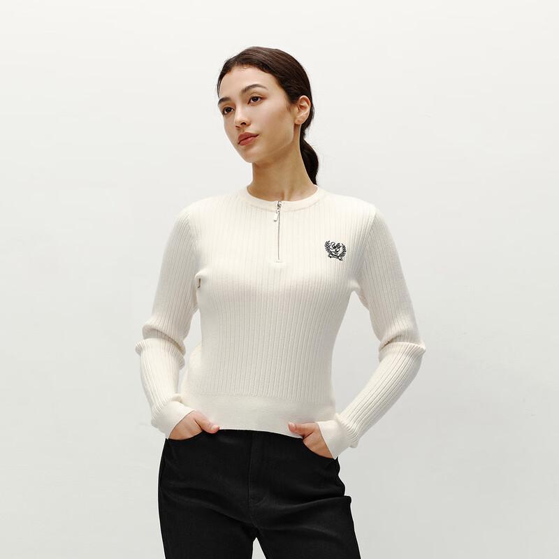 Semir Women's Embroidered Half-Zip Slim-Fit Sweater
