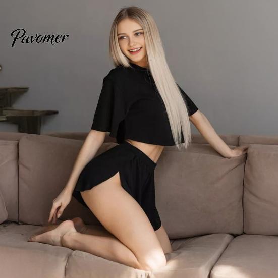 Women Pajamas Set Women's 2 Piece Pajama Sets, Soft Short Sleeve Top Sexy And Shorts Sleepwear, Summer Crew Neck Pjs Lounge Two-piece