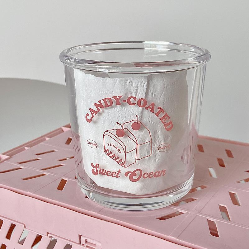 South Korea Cartoon Dessert Cup Glass Couple Coffee Cup Water Cup Glass Large Capacity Drinking Cup