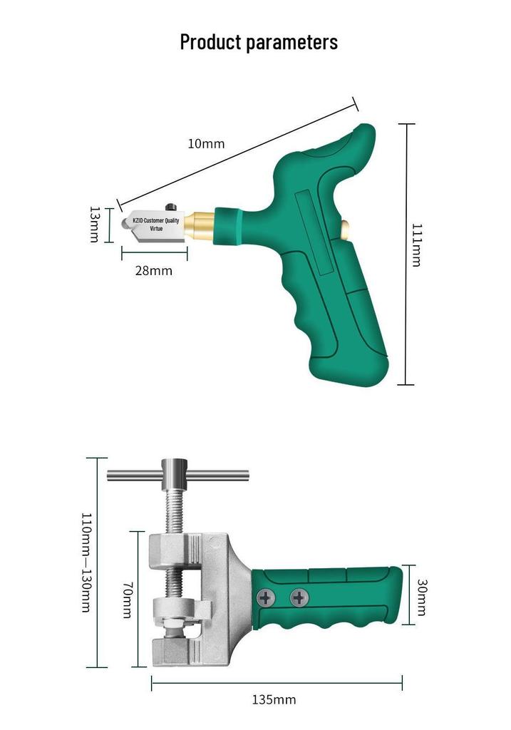 Hand-Held Glass Tile Cutter and Separator Set with Roller