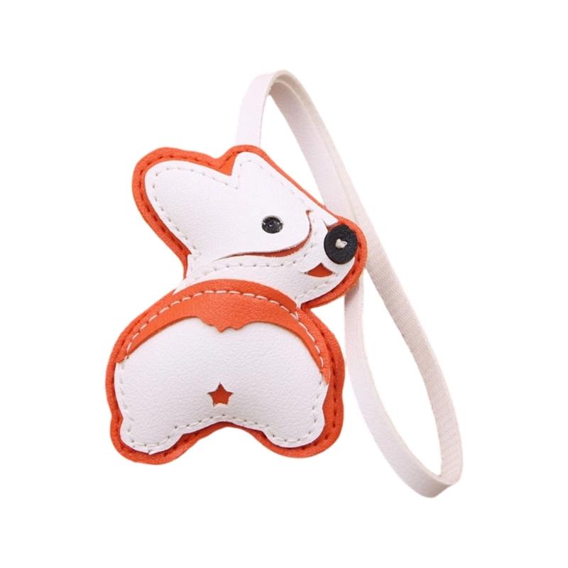 PU Leather Corgi Keychain Cute Dog Accessory Decoration Lightweight PU Craft Pendant For Daily Bag Styling
