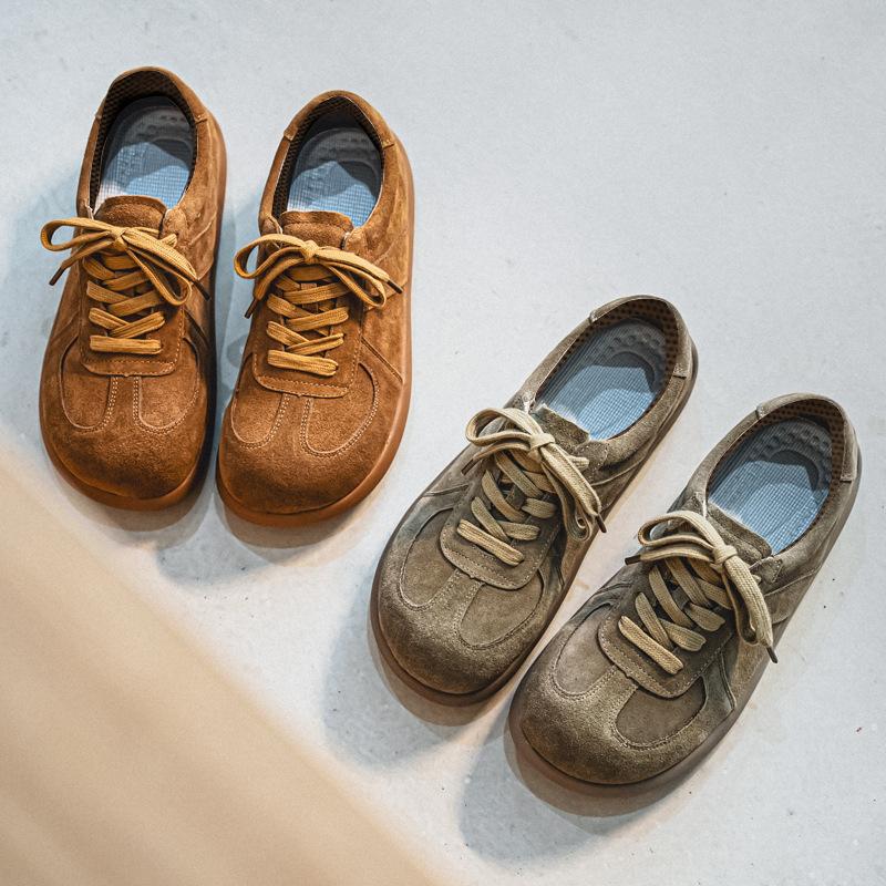 Men's shoes 2025 spring new retro American matte soft-soled casual shoes men's flat-soled lace-up waffle Forrest Gump shoes