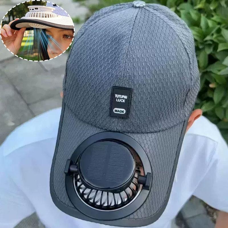 Summer Breathable Mesh Solar Fan Cap Outdoor Sun Protection Baseball Hat with USB Fan