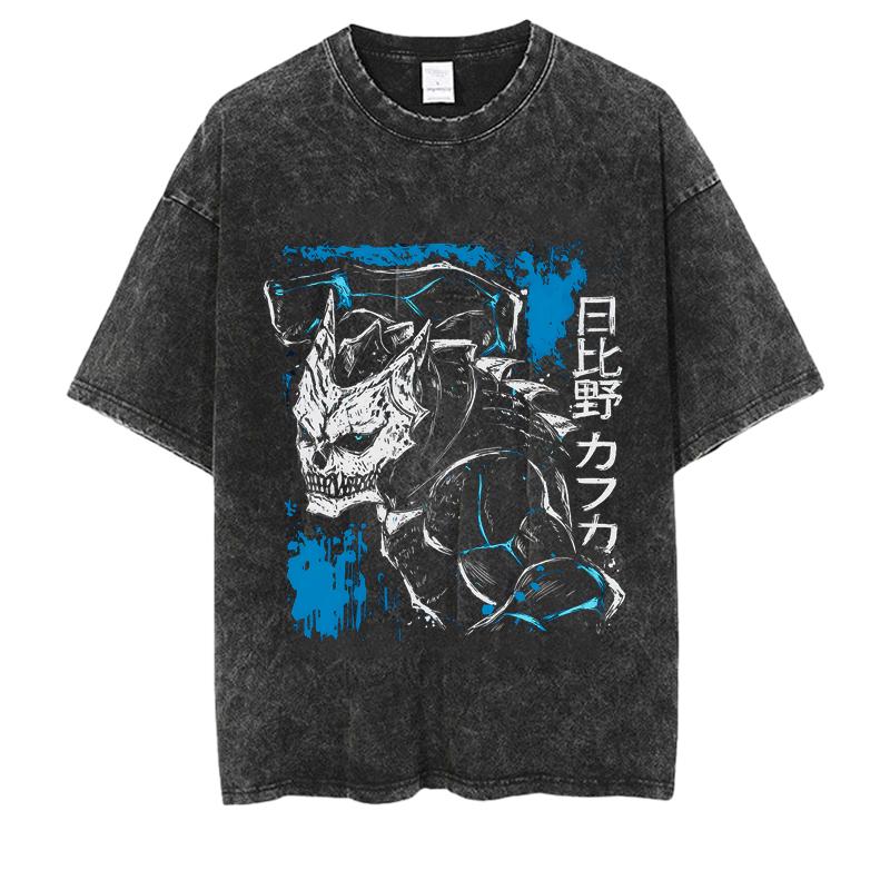 Kaiju №8 Винтажная футболка с винтажным принтом для мужчин и женщин Kaiju №8 Принт Летняя мода Повседневная футболка с коротким рукавом M