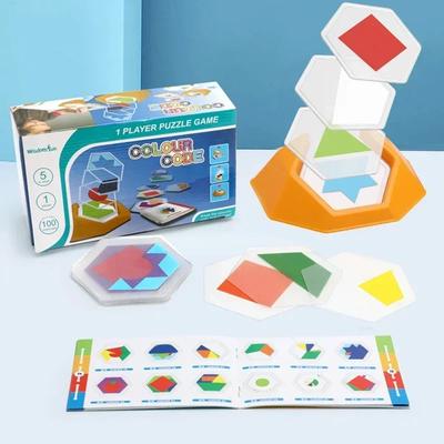 Färgkod Pussel Pedagogiska barn Logik Brädspel Jigsaw Geometrisk Intelligent Pussel Barn Spatial Toy DIY Gåvor