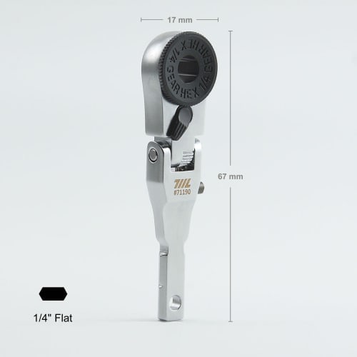 711L Flat End Flex Head EDC Ratchet Wrench - Multi-Tool Flat Bit Adapter Compatible Driver Accessory