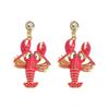 Ocean Series Personalized Earrings Diamond Lobster Decorative Earrings Lobster Earrings  Vacation